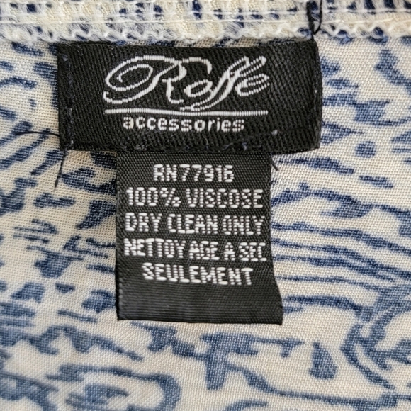 Anthropologie Roffe | Boho Blue Patterned Kimono Cardigan Fringe Hem One Size - Picture 5 of 8